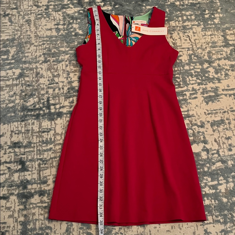 NWT Jude Connally Dark Fuchsia Naomi Ponte Sleeveless V-neck Sheath Dress sz S - Picture 13 of 13